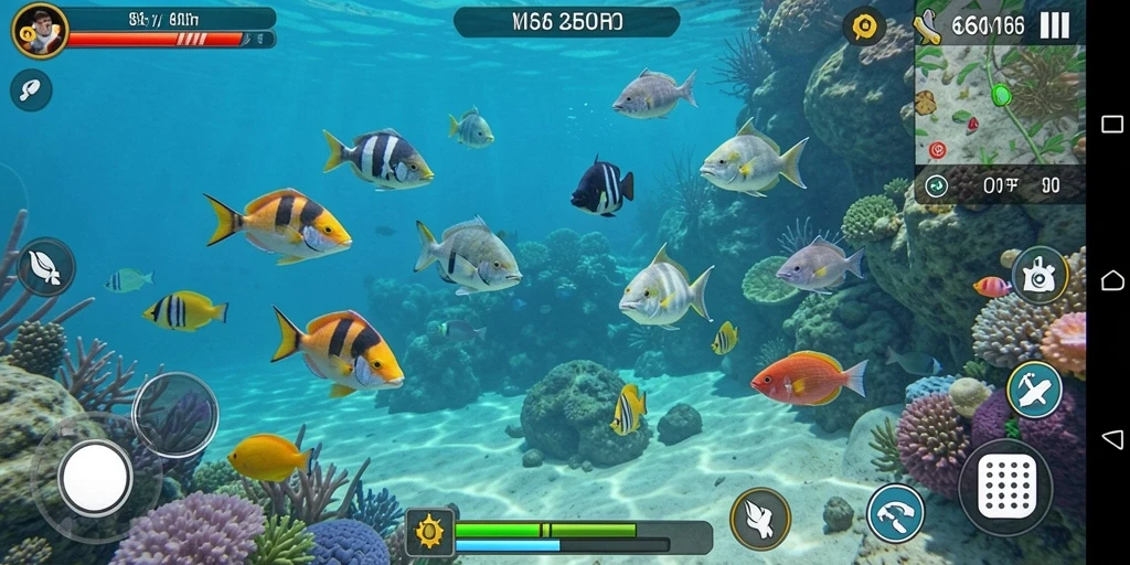 Tangkapan layar utama dari gameplay Tembak Ikan yang seru.