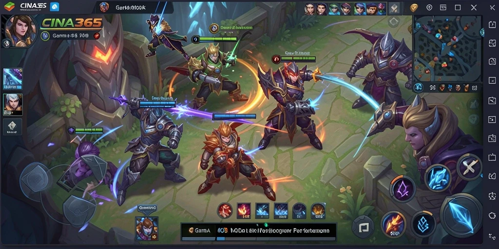Gameplay seru CINA365 dalam pertarungan MOBA.