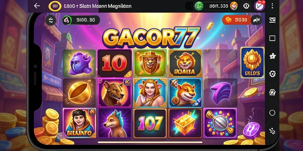 Screenshot utama GACOR77 memperlihatkan gameplay slot yang seru.