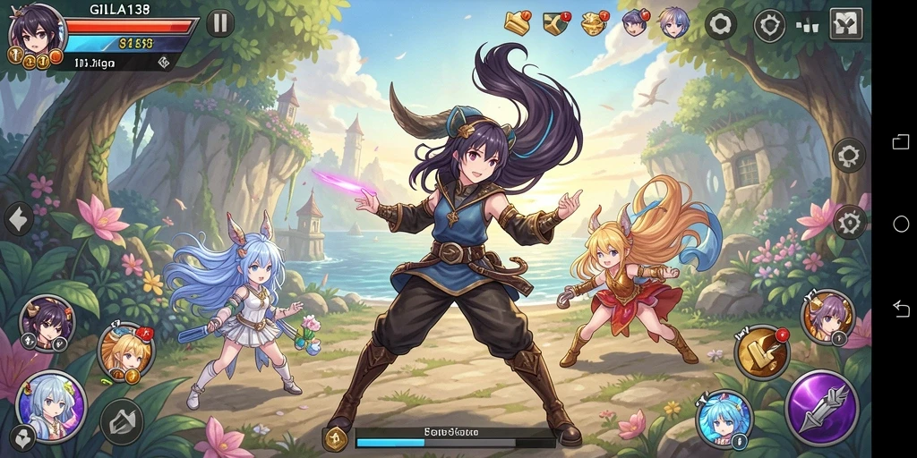 Screenshot GILA138 menampilkan pertarungan karakter anime yang seru.