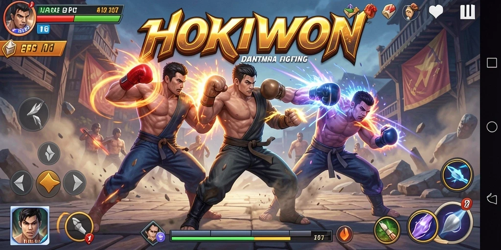 Tampilan seru pertarungan karakter di HOKIWON.