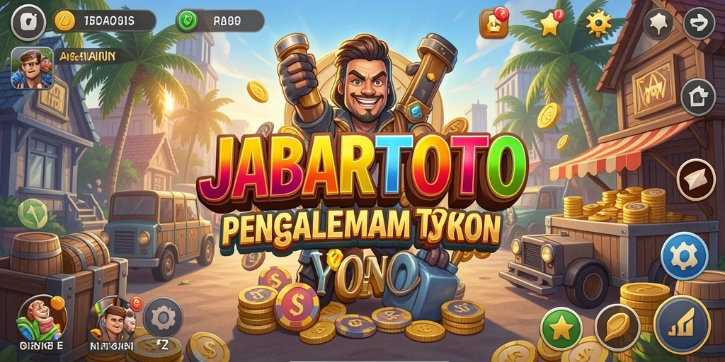 Gameplay JABARTOTO yang mendebarkan dengan elemen pengelolaan bisnis.