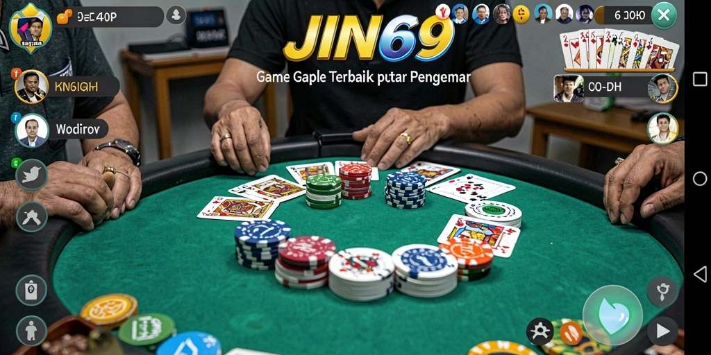 Tampilan gameplay seru dalam JIN69 saat bermain Gaple.