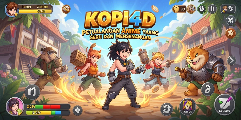 Tampilan gameplay KOPI4D yang penuh warna dan karakter unik.
