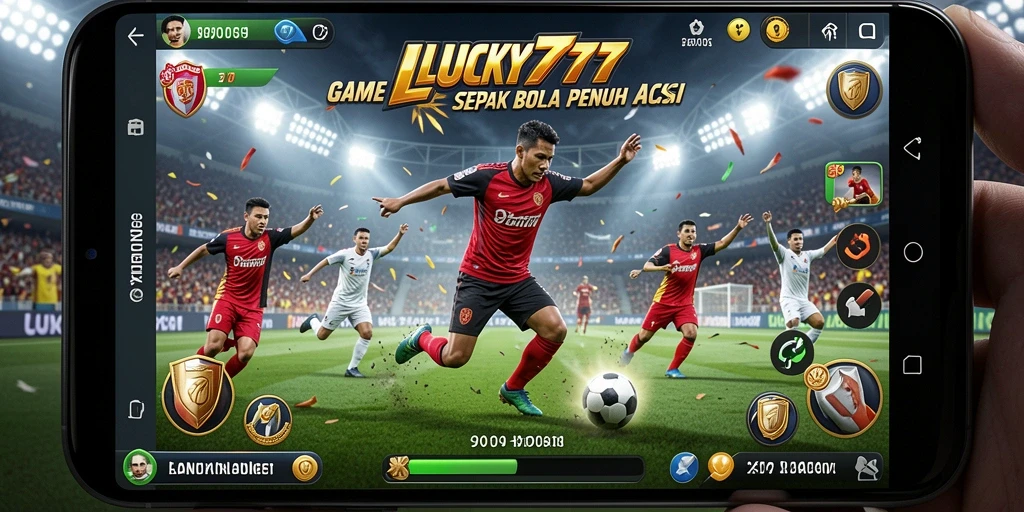 Screenshot utama LUCKY777 menampilkan gameplay sepak bola yang seru.