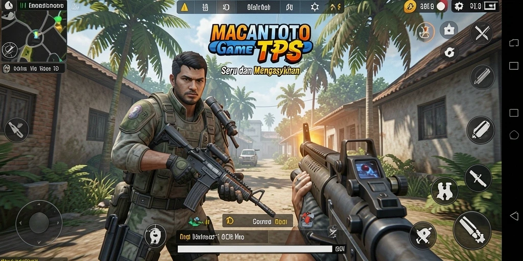 Tampilan gameplay seru dalam game TPS yang epik.