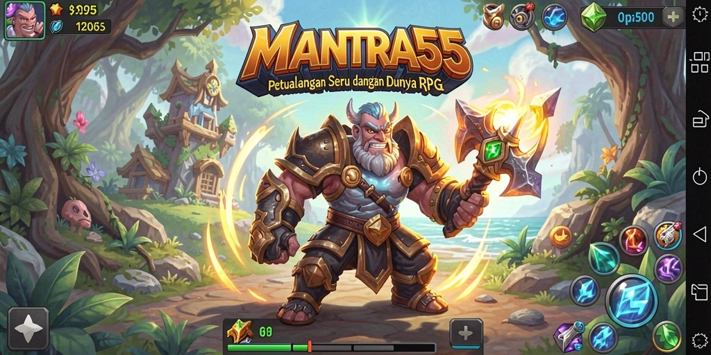 Tampilan grafik epik dari gameplay RPG MANTRA55 yang menakjubkan.