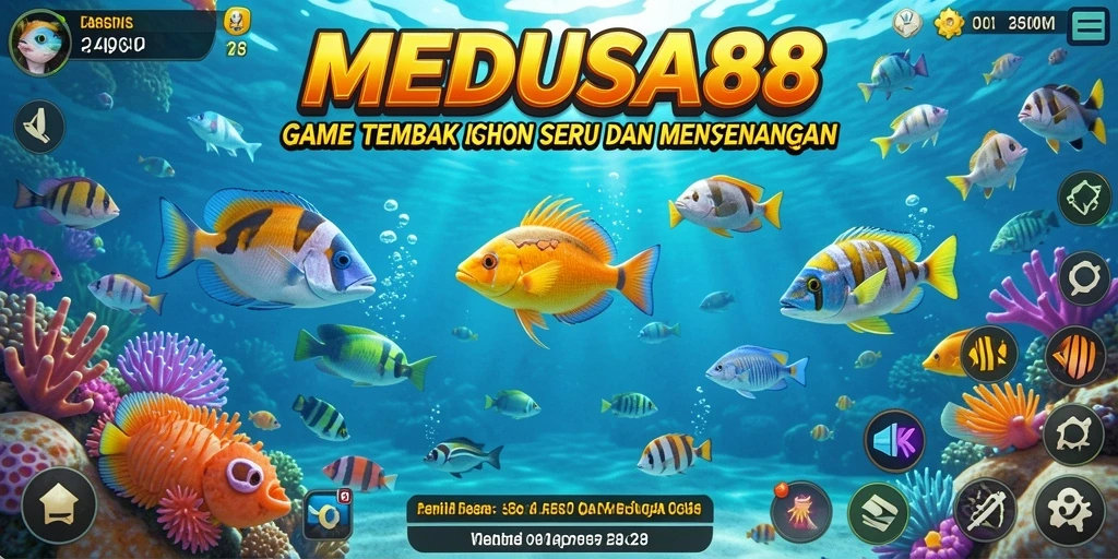 Screenshot utama MEDUSA88 menampilkan aksi seru dalam Tembak Ikan.