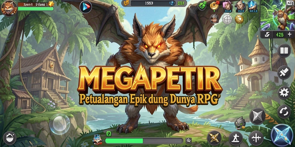Tangkapan layar yang menampilkan dinamik gameplay RPG dalam MEGAPETIR.