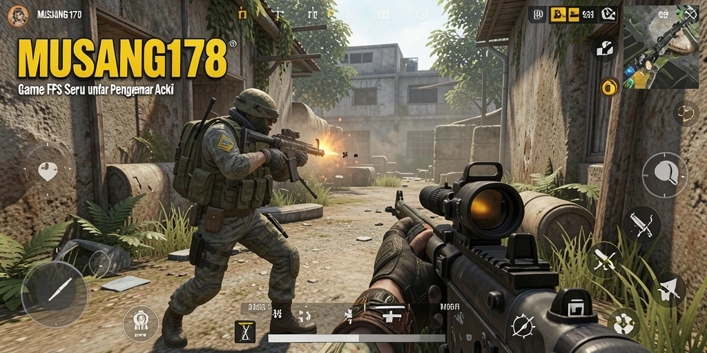 Tampilan gameplay mendebarkan dari MUSANG178 yang menampilkan aksi tembak-menembak.