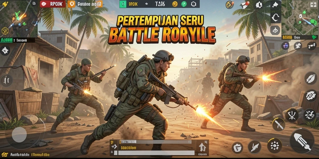 Screenshot RPOK menampilkan aksi seru dalam pertarungan Battle Royale.