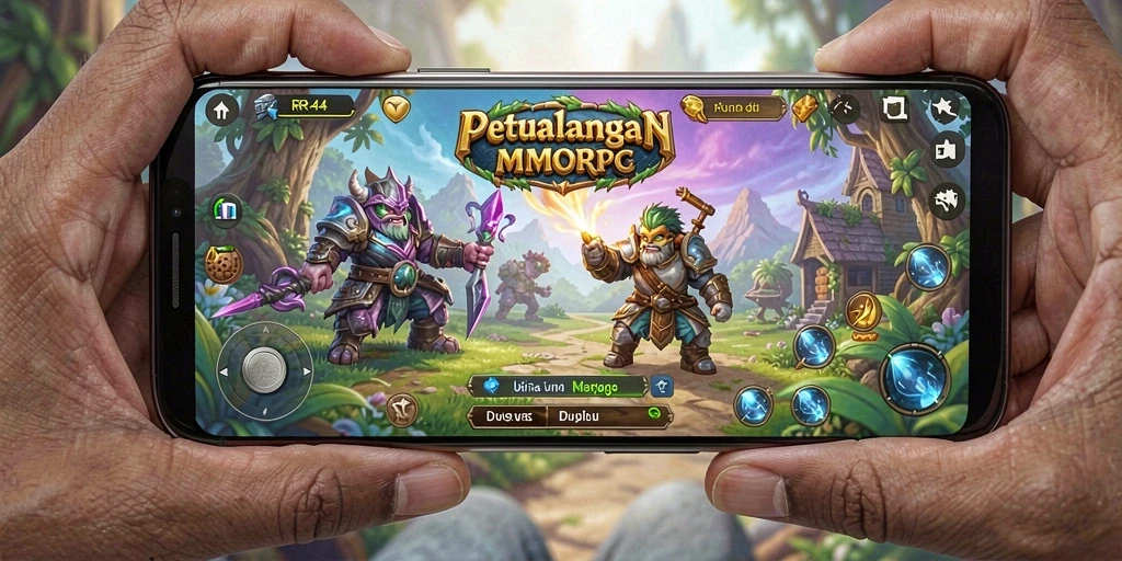 Tampilan gameplay RR44 dengan aksi petualangan seru di dunia MMORPG.