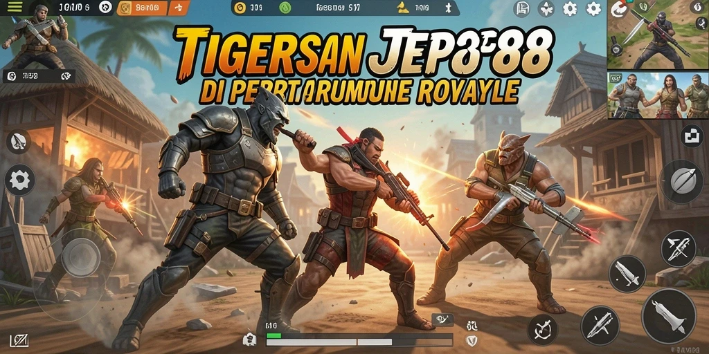 Screenshot gameplay TIGERJP88 menampilkan aksi seru dalam pertempuran Battle Royale.